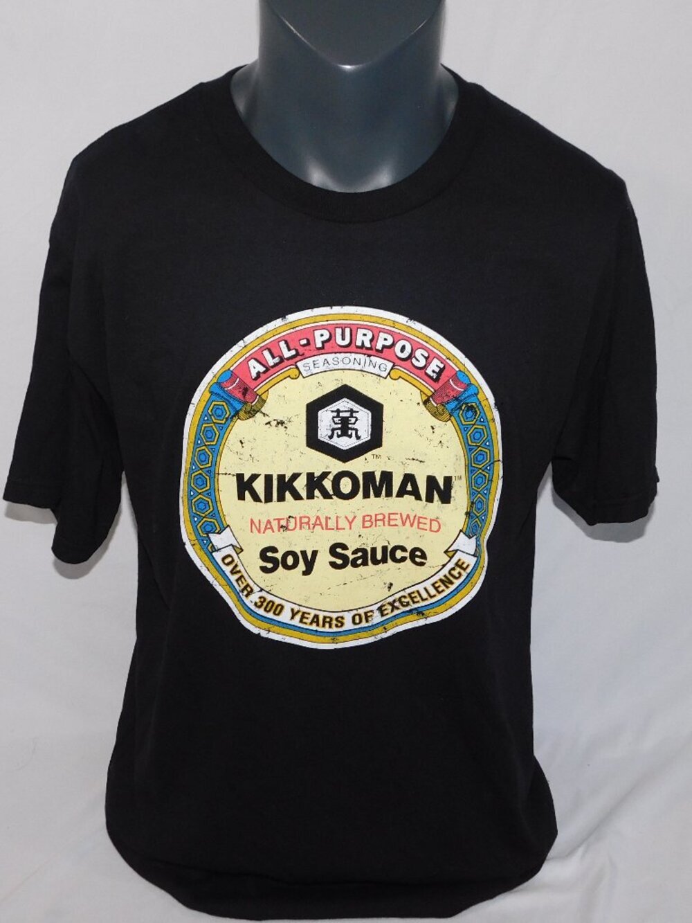 Kikkoman Soy Sauce Label Logo Graphic Black T Shirt Mens L